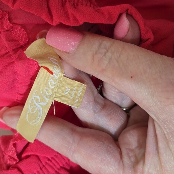 Perfectly Priscilla Magenta Pink Maxi Sheer Ruffle Sleeve Tie Waist Size 1X - Picture 5 of 10